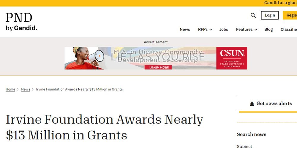 Irvine Foundation Awards Nearly $13 Million in Grants