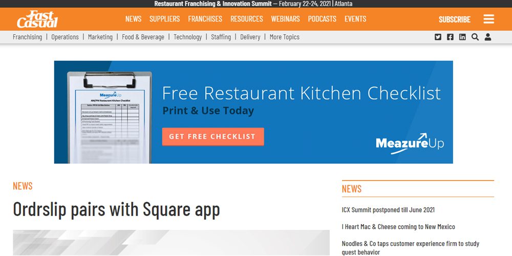 Ordrslip Pairs With Square App