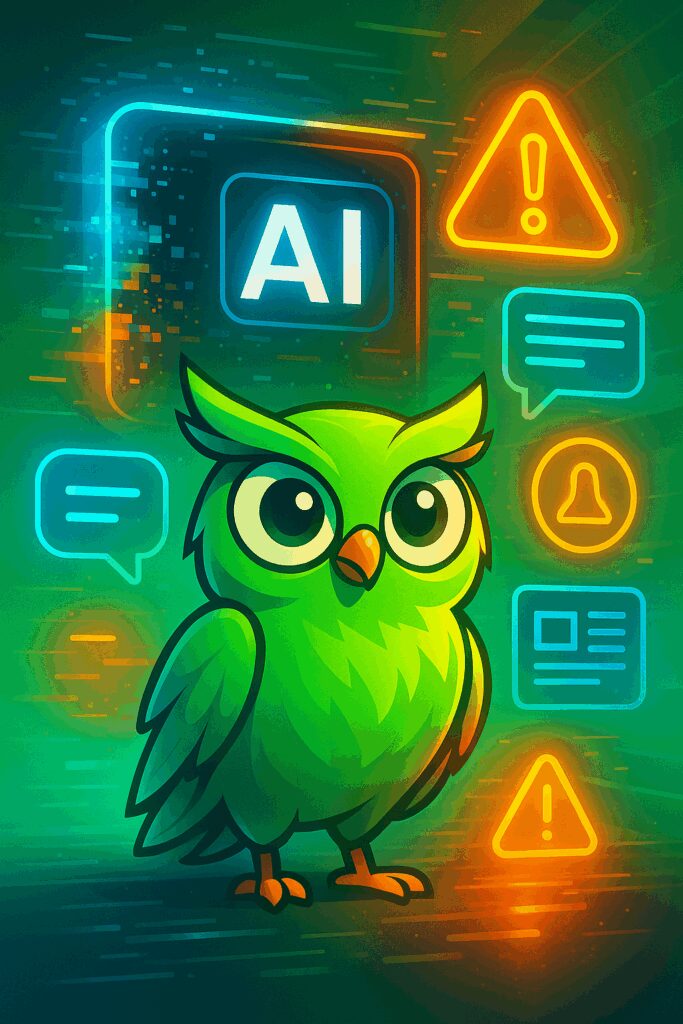 1903 PR visual showing an abstract owl with neon AI patterns, highlighting modern PR, brand strategy, and reputation management.