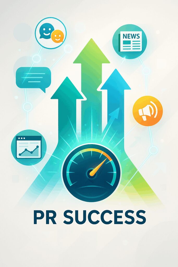 Close-up of PR measurement tools displaying real-time metrics like SOV, sentiment, media coverage quality, and digital engagement trends | 1903 PR
