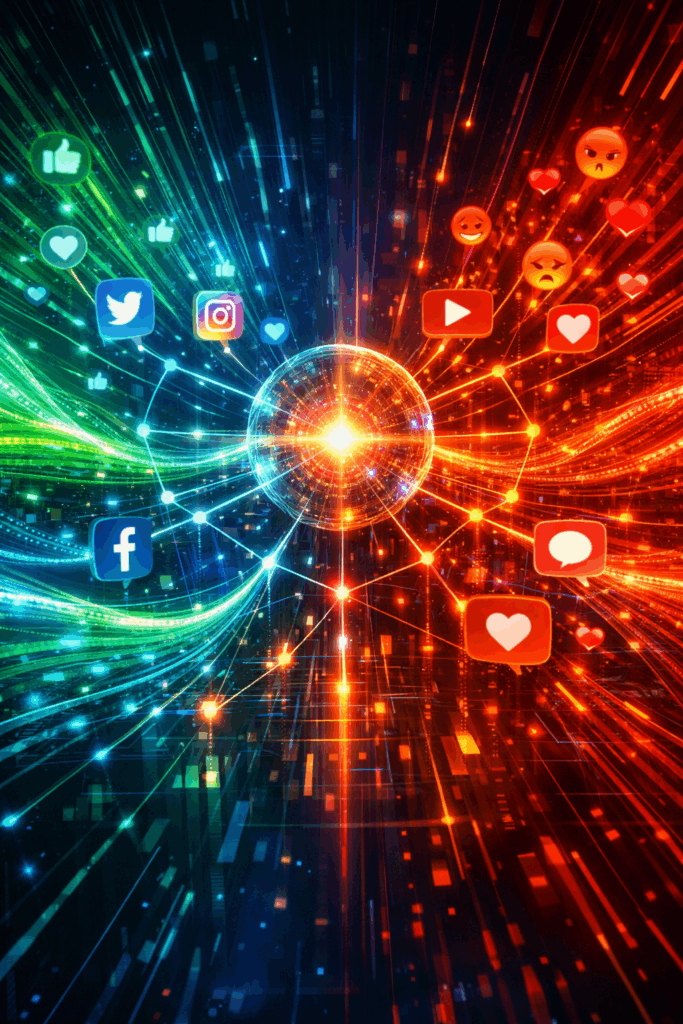 Conceptual illustration showing a brand’s viral content creating both positive and negative reactions, highlighting the PR risks and opportunities of going viral | 1903 PR