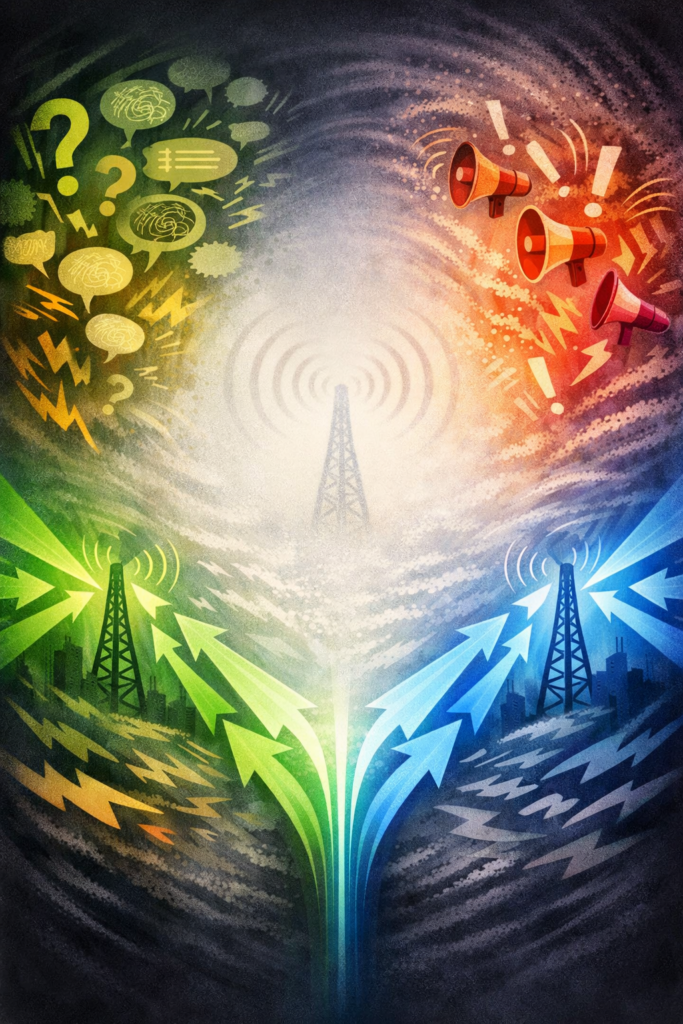 Conceptual illustration showing how silence during uncertainty creates speculation while proactive communication restores trust and clarity | 1903 PR