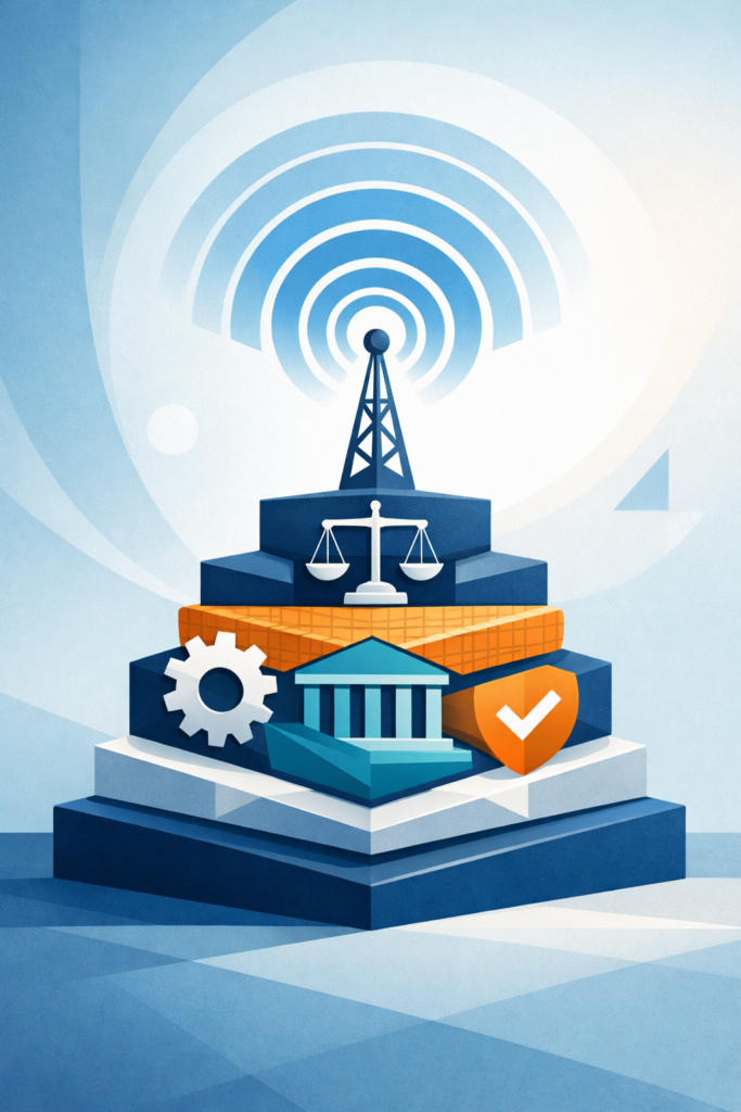 Conceptual illustration showing regulatory frameworks and governance structures supporting credible communication from companies in regulated industries | 1903 PR