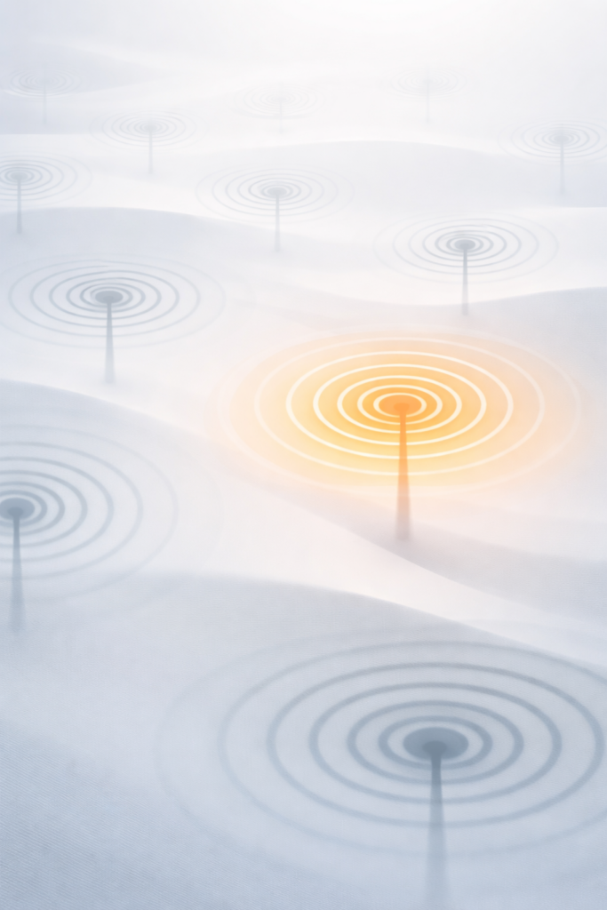 Conceptual illustration showing how generic company messaging blends together while clear differentiated messaging stands out