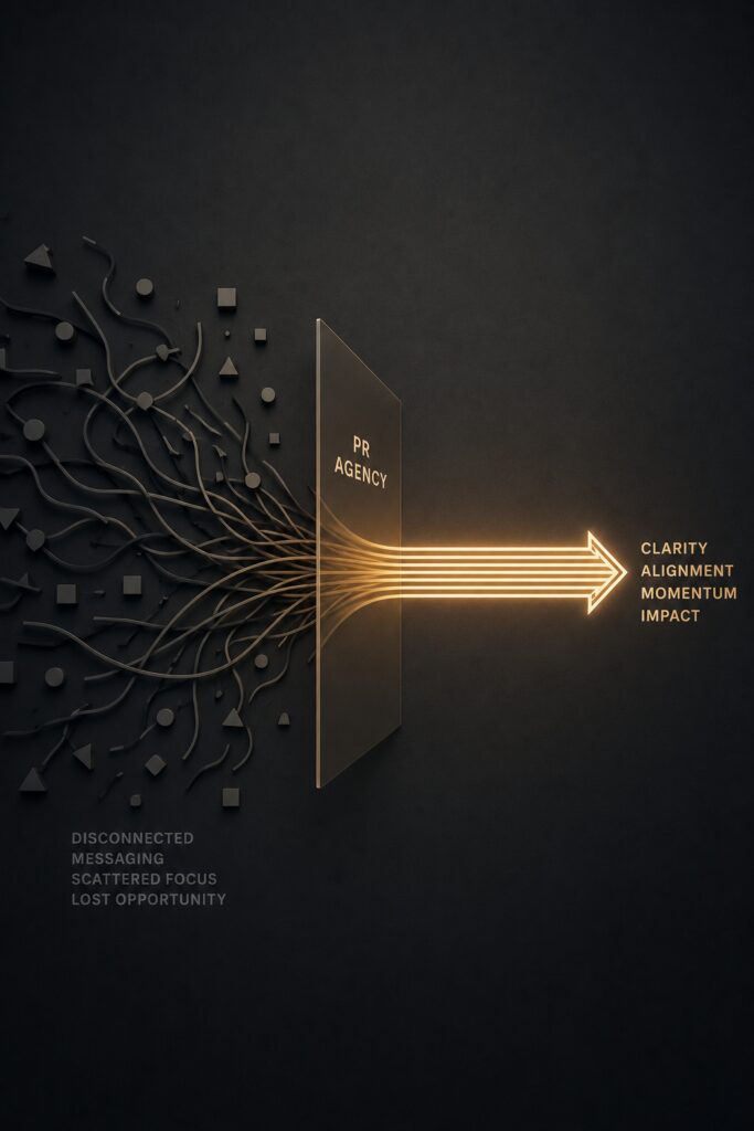 Conceptual image showing how a PR agency helps companies create clarity and direction in messaging