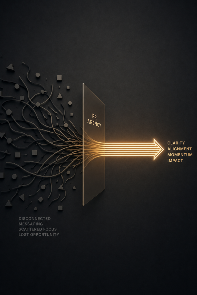 Conceptual image showing how a PR agency helps companies create clarity and direction in messaging