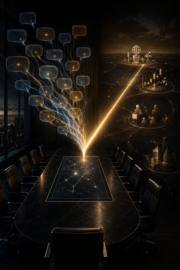 Leadership alignment illustrated through unified executive messaging, consistent corporate communications, and strategic narrative development that strengthens credibility with journalists, investors, customers, and stakeholders | 1903 PR