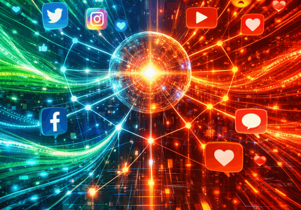 Conceptual illustration showing a brand’s viral content creating both positive and negative reactions, highlighting the PR risks and opportunities of going viral | 1903 PR