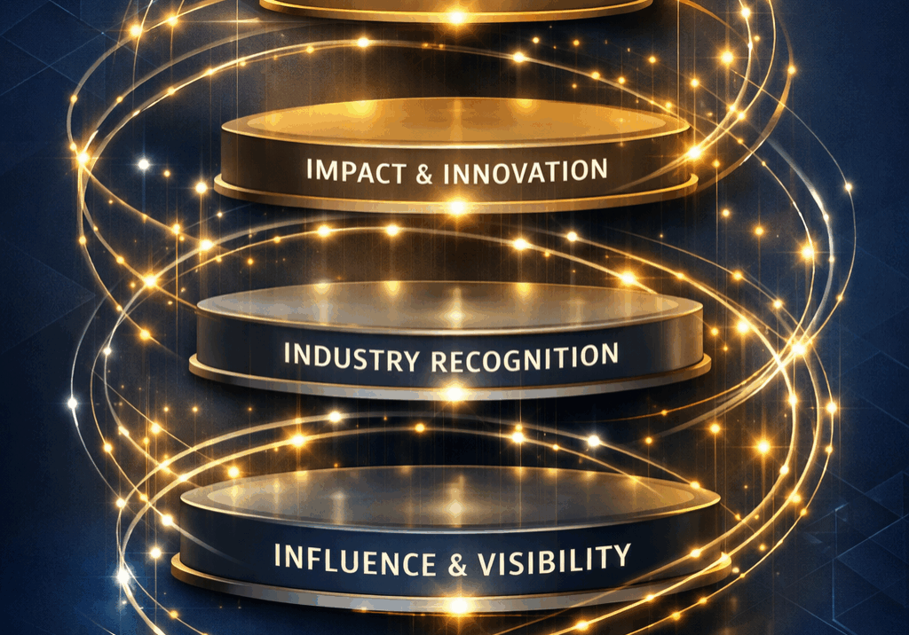 Abstract visual representing how a structured awards strategy supports brand credibility and executive positioning | 1903 PR