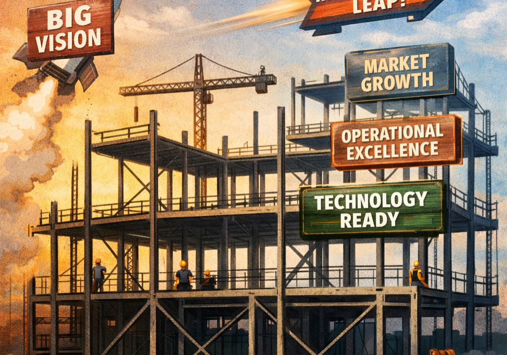 Conceptual illustration showing executives introducing ambitious narratives before operational readiness, symbolizing the risks of premature leadership messaging | 1903 PR