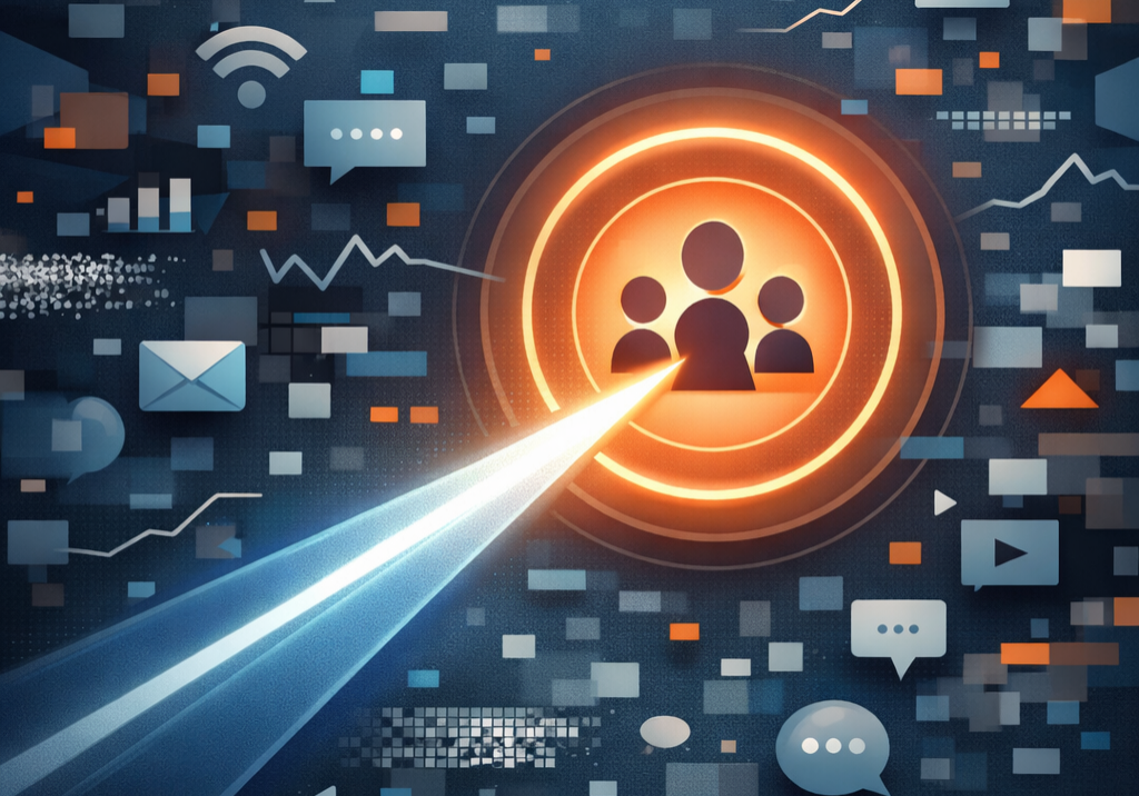 Conceptual illustration showing targeted public relations strategies reaching decision makers through focused messaging and strategic media outreach