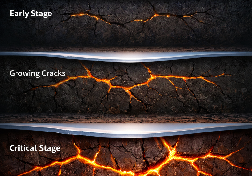 Conceptual illustration showing early warning signs of a communications crisis developing beneath the surface