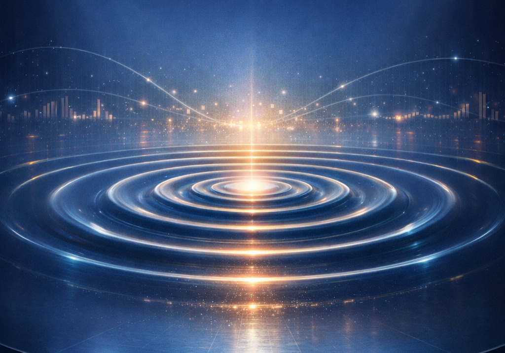 Conceptual illustration of ripple effect representing how speaking opportunities spread industry influence