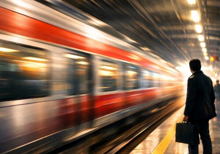 Conceptual illustration of a moving train representing fast-paced media opportunities and the importance of timing in PR