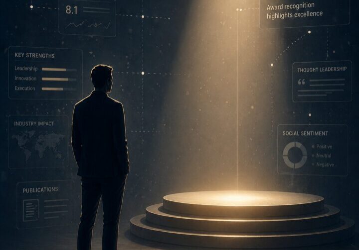 Conceptual illustration of journalists evaluating a company’s credibility before a media interview