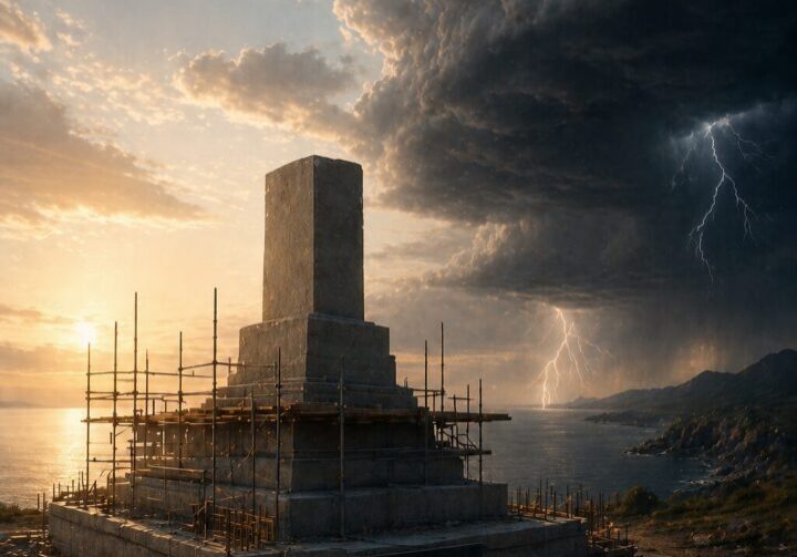 Conceptual image of building brand reputation before a crisis to establish trust and stability