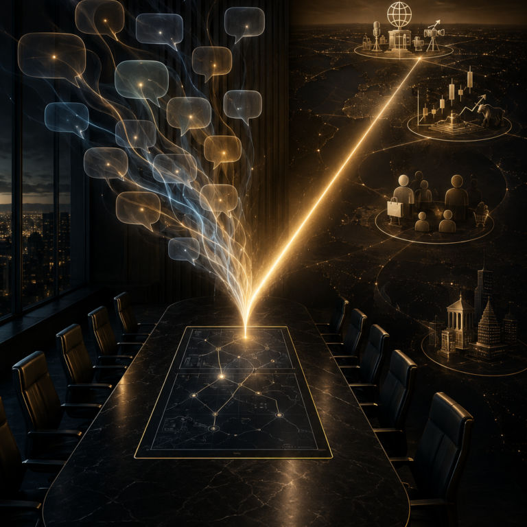 Leadership alignment illustrated through unified executive messaging, consistent corporate communications, and strategic narrative development that strengthens credibility with journalists, investors, customers, and stakeholders | 1903 PR