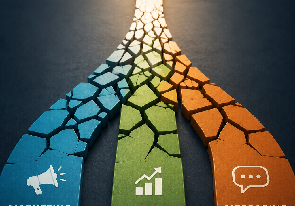 Conceptual image showing how a clear go-to-market story aligns marketing, sales, and product messaging